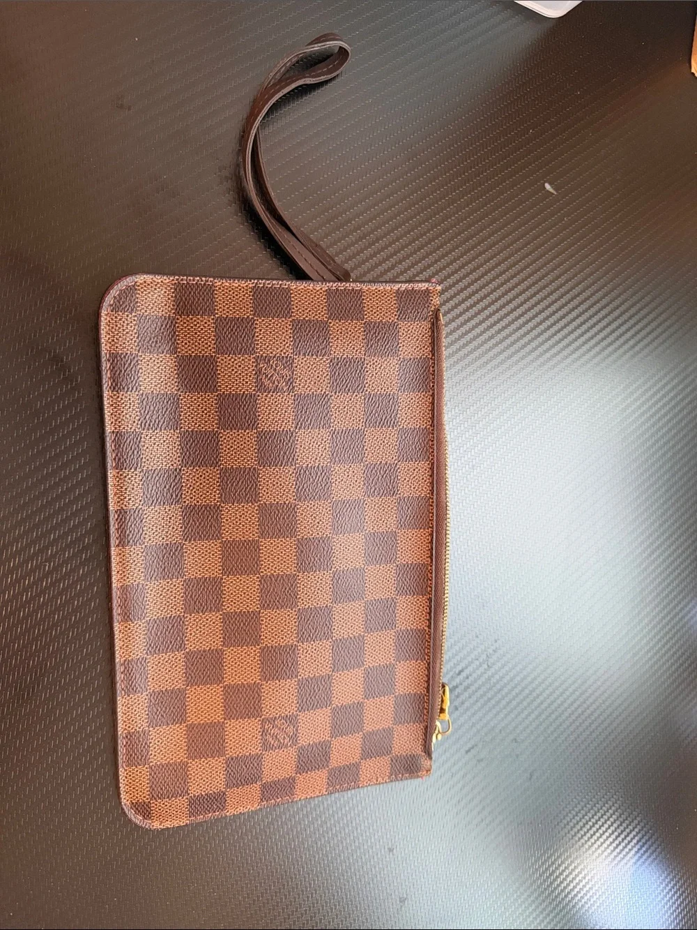 Louis Vuitton Damier Ebene Wristlet Clutch Pochette w/ Strap - Picture 1 of 6